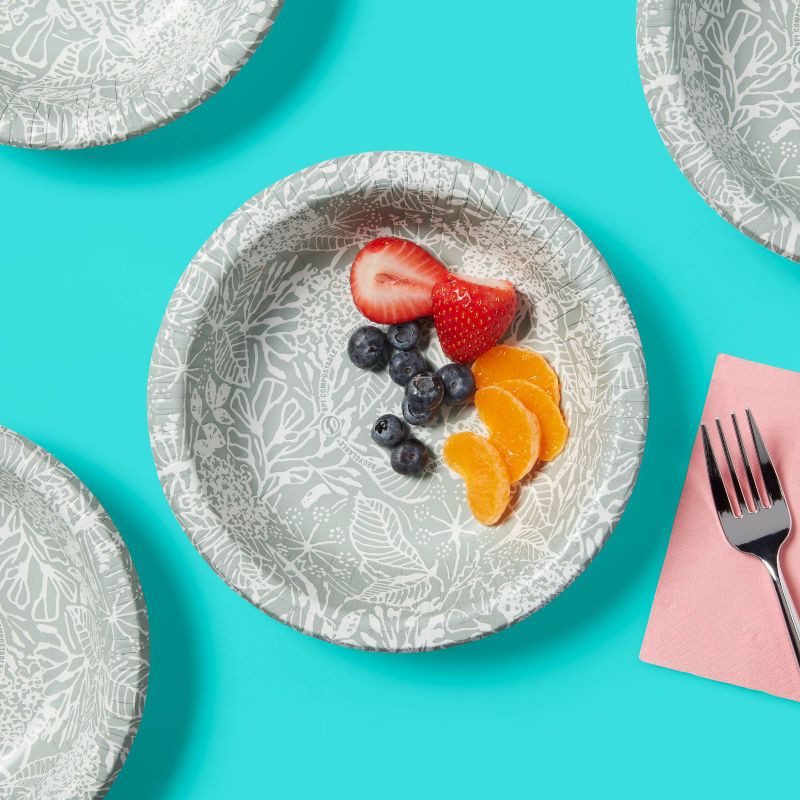 slide 2 of 3, Green Floral Paper Bowl 20oz/28ct - up&up™, 28 ct; 20 oz