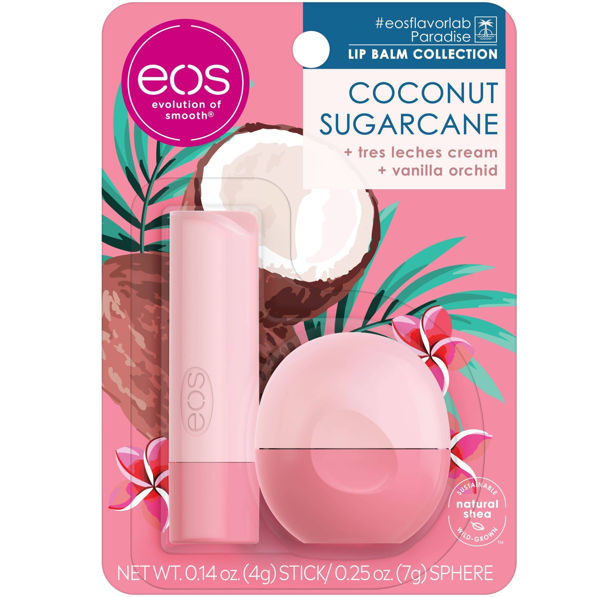 slide 1 of 4, eos Coconut Sugarcane Stick and Sphere Lip Balm Combo - 2ct, 2 ct