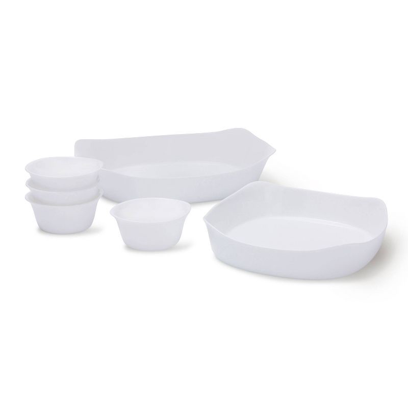 slide 1 of 8, Rubbermaid DuraLite Glass Bakeware, 6pc Set, Baking Dishes, Casserole Dishes, and Ramekins, Assorted Sizes (No Lids), 6 ct