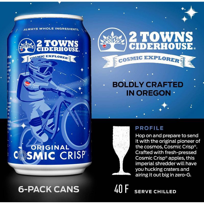 slide 3 of 5, 2 Towns Ciderhouse Cosmic Crisp Imperial Cider - 6pk/12.7 fl oz Cans, 6 ct, 12.7 fl oz