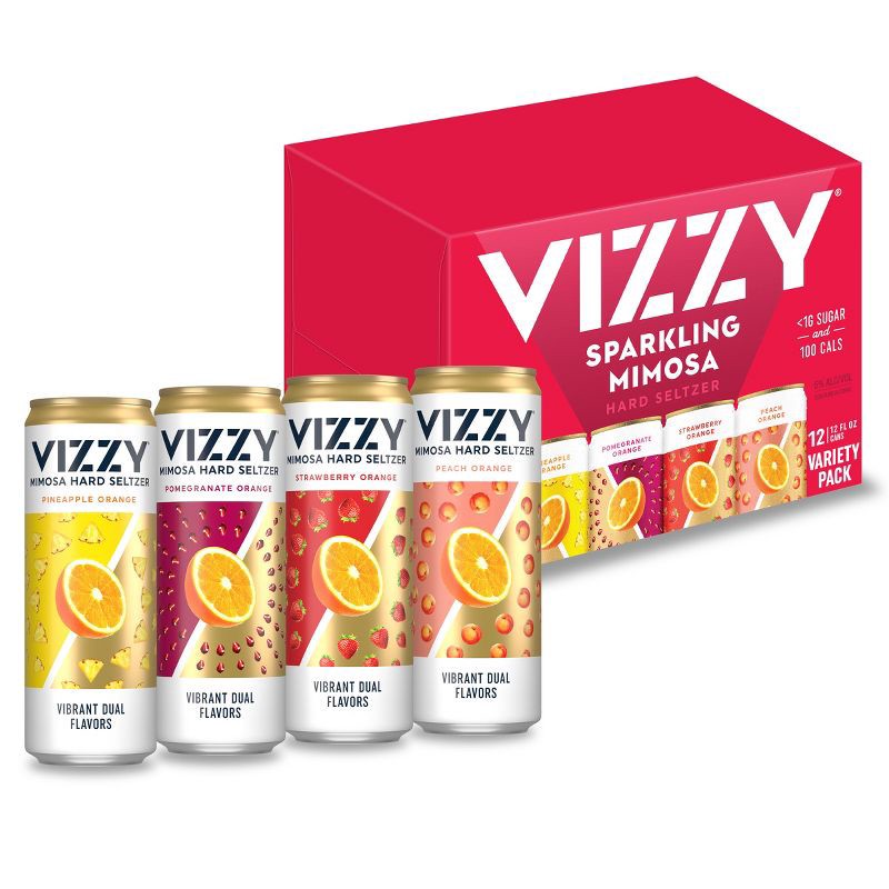 slide 1 of 9, Vizzy Hard Seltzer VIZZY Mimosa Hard Seltzer Variety Pack - 12pk/12 fl oz Cans, 12 ct; 12 fl oz