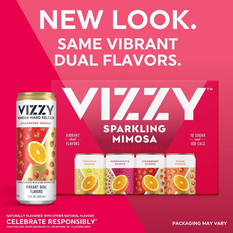 slide 4 of 9, Vizzy Hard Seltzer VIZZY Mimosa Hard Seltzer Variety Pack - 12pk/12 fl oz Cans, 12 ct; 12 fl oz