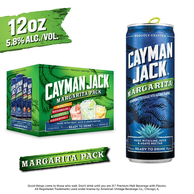 slide 4 of 13, Cayman Jack Margarita Variety Pack - 12pk/12 fl oz Cans, 12 ct; 12 fl oz