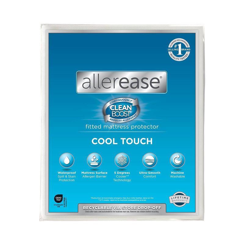 slide 1 of 8, Allerease Full Perfect Protection Cool Touch Waterproof Machine Washable Fitted Mattress Protector, 1 ct