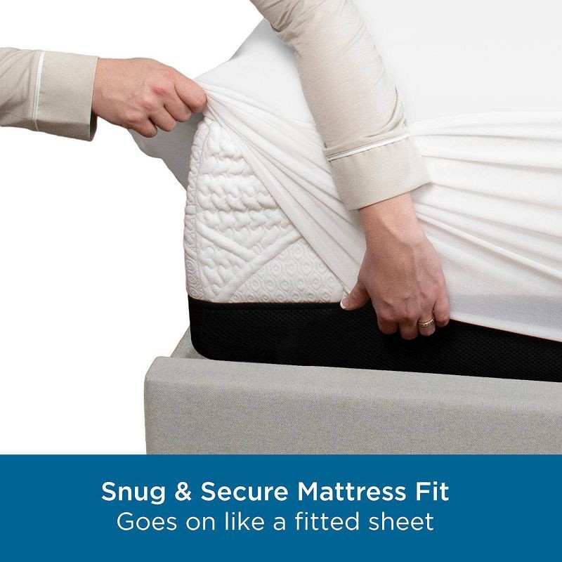 slide 6 of 8, Allerease Twin Clean Boost Cool Touch Waterproof Machine Washable Fitted Mattress Protector: Hypoallergenic, Nylon & PET Fabric, 1 ct