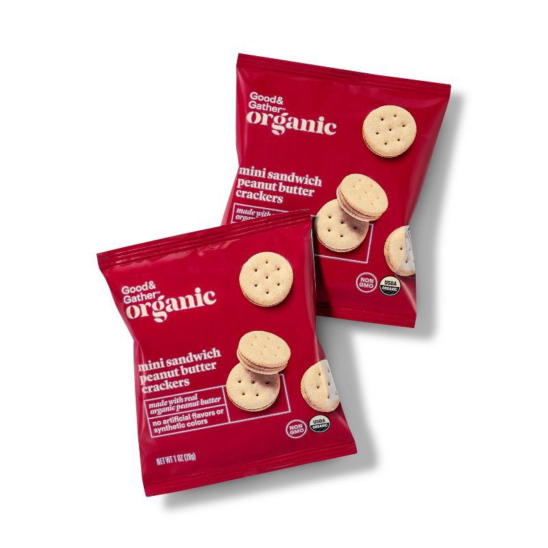 slide 3 of 5, Organic Mini Peanut Butter Sandwich Crackers - 8oz/8ct - Good & Gather™, 8 ct; 8 oz