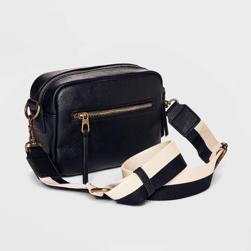 slide 3 of 4, Camera Crossbody Bag with Strap - Universal Thread™ Black: Faux Leather, Adjustable Strap, 1 ct