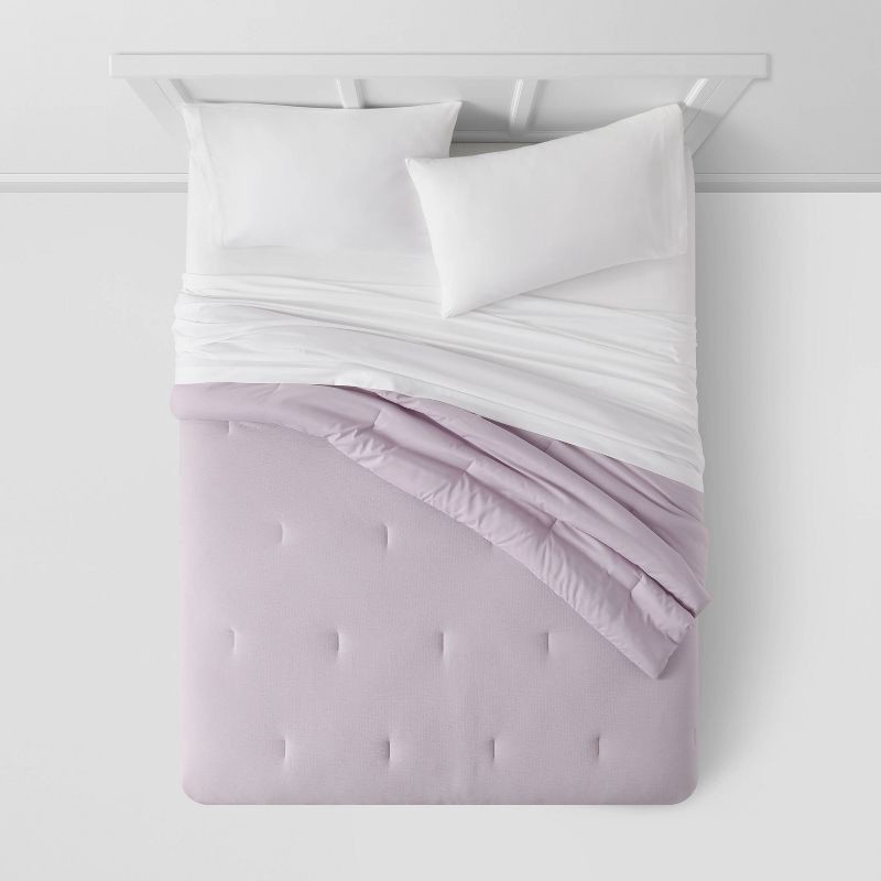 slide 2 of 4, Full/Queen Microfiber Micro Texture Comforter Light Purple - Room Essentials, 1 ct