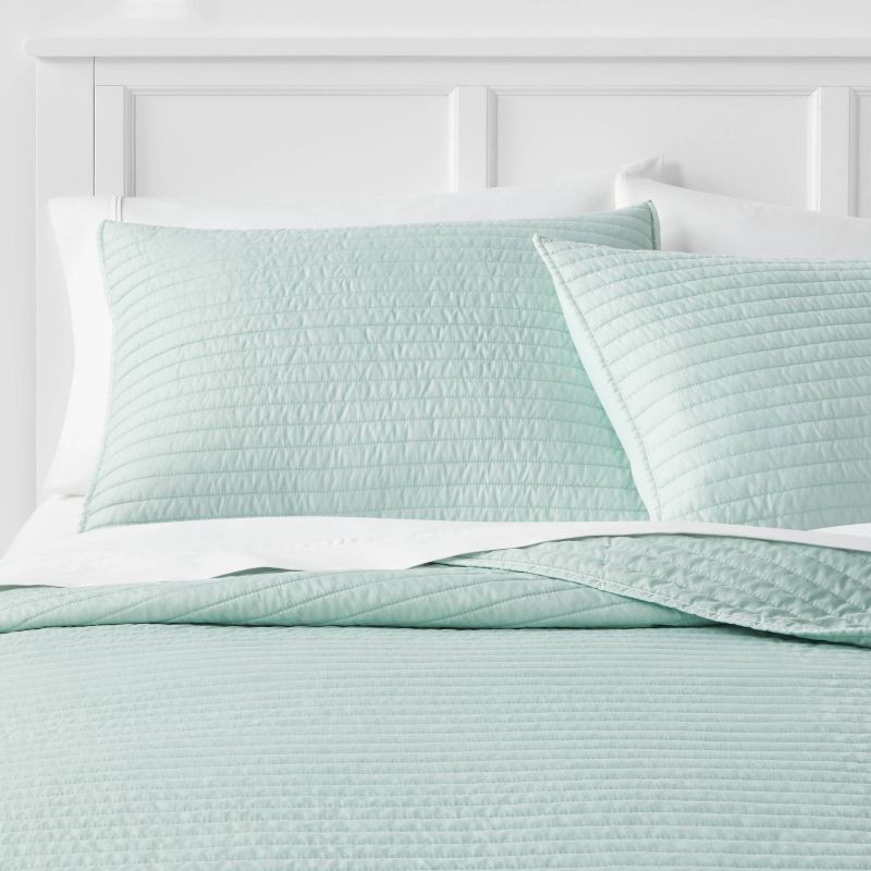 slide 2 of 4, Standard Garment Washed Microfiber Quilt Sham Mint Green - Room Essentials, 1 ct