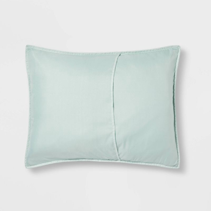 slide 4 of 4, Standard Garment Washed Microfiber Quilt Sham Mint Green - Room Essentials, 1 ct