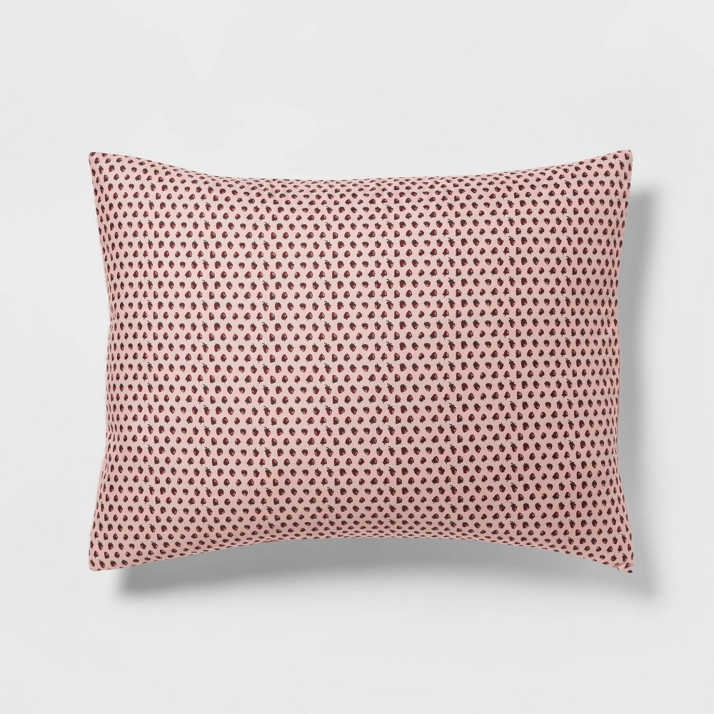 slide 8 of 8, 7pc Queen Strawberry Print Reversible Microfiber Comforter & Sheet Set Light Pink - Room Essentials, 1 ct