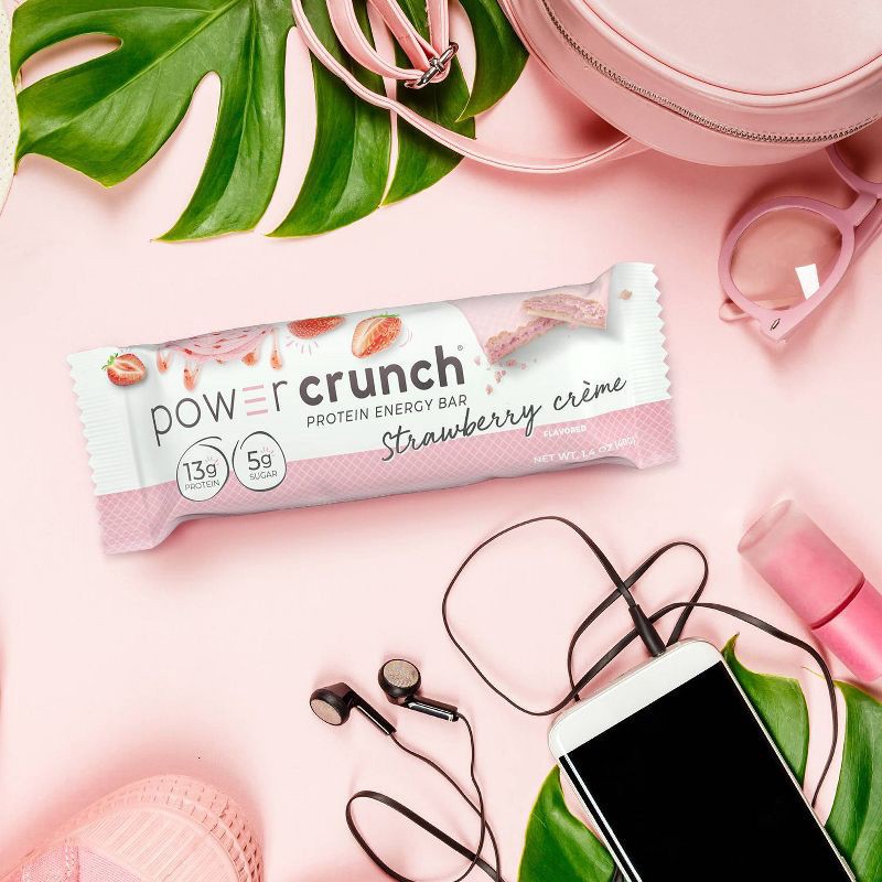 slide 5 of 6, Power Crunch Strawberry Cream Wafer Whey Protein Energy Bars - 13g Protein - 5ct, 13 gram, 5 ct