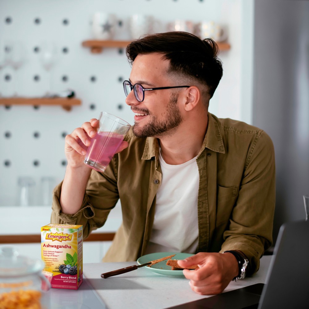 slide 4 of 4, Emergen-C Ashwagandha Immune and Stress Support Powder - 18ct, 18 ct