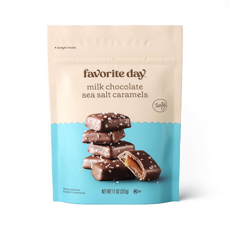 slide 1 of 3, Milk Chocolate Sea Salt Caramels Candy - 11oz - Favorite Day™, 11 oz