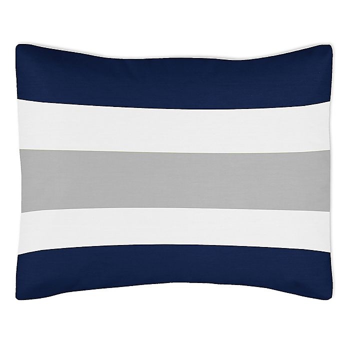 slide 2 of 2, Sweet Jojo Designs Navy and Grey Stripe Pillow Sham, 1 ct