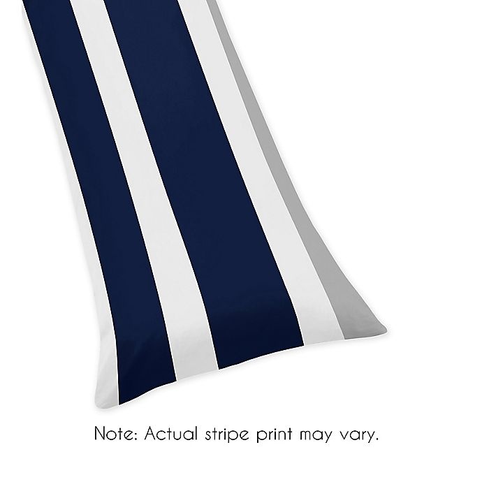 slide 2 of 4, Sweet Jojo Designs Navy and Grey Stripe Body Pillow Case, 1 ct