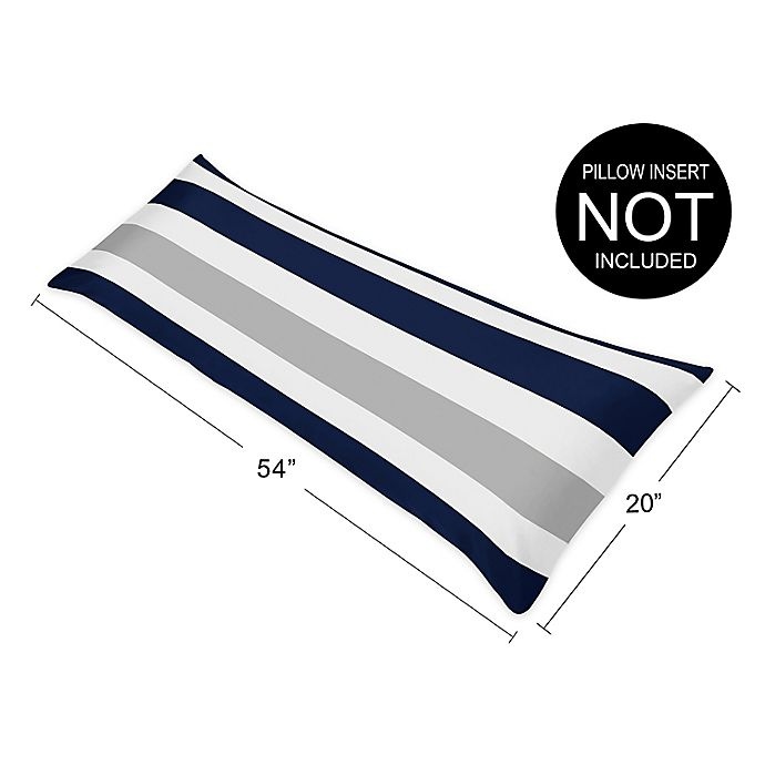 slide 4 of 4, Sweet Jojo Designs Navy and Grey Stripe Body Pillow Case, 1 ct