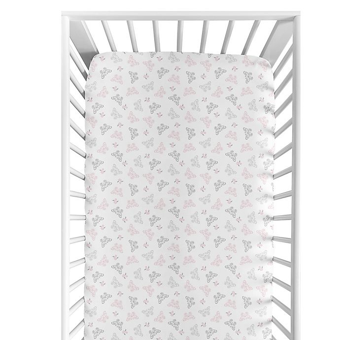 slide 2 of 2, Sweet Jojo Designs Alexa Butterfly Fitted Crib Sheet - Pink/Grey, 1 ct