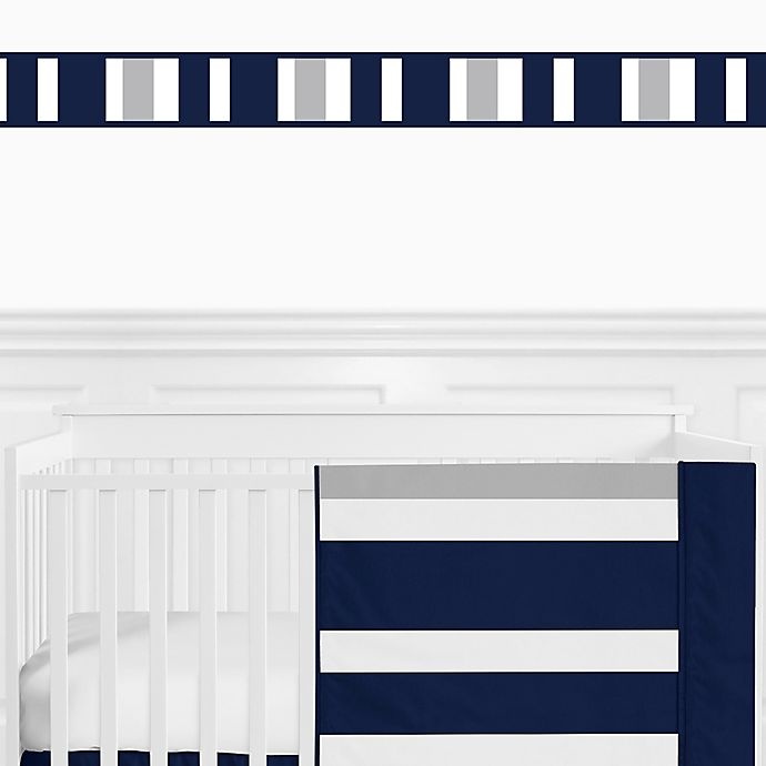 slide 2 of 2, Sweet Jojo Designs Navy and Grey Stripe Wallpaper Border, 1 ct