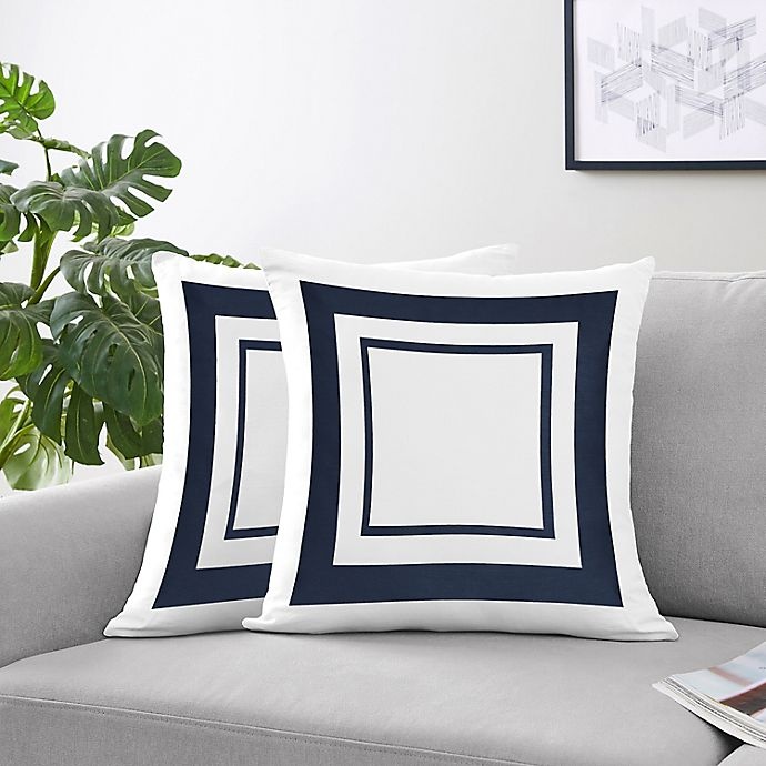 slide 2 of 4, Sweet Jojo Designs Hotel Collection Throw Pillows - White/Navy, 2 ct