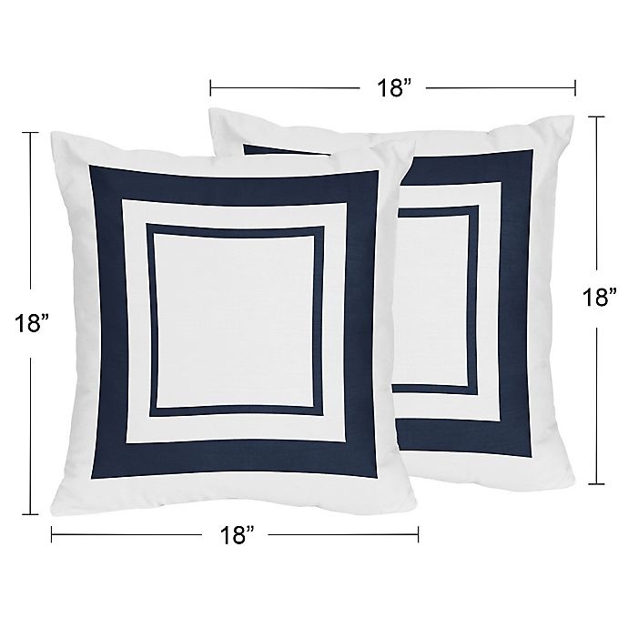 slide 4 of 4, Sweet Jojo Designs Hotel Collection Throw Pillows - White/Navy, 2 ct