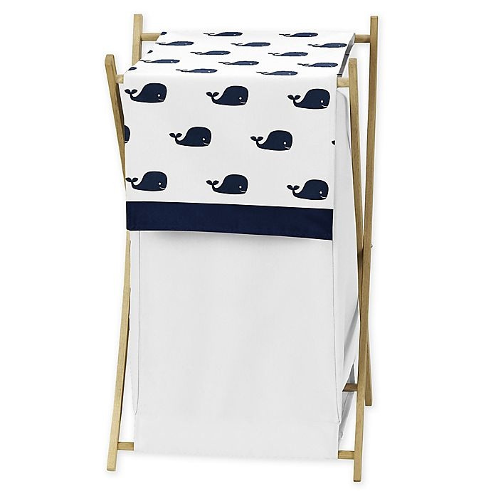 slide 1 of 1, Sweet Jojo Designs Whale Laundry Hamper - Blue/White, 1 ct