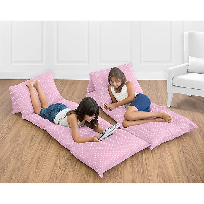 slide 2 of 3, Sweet Jojo Designs Skylar Polka Dot Floor Pillow Lounger Cover - Pink/White, 1 ct