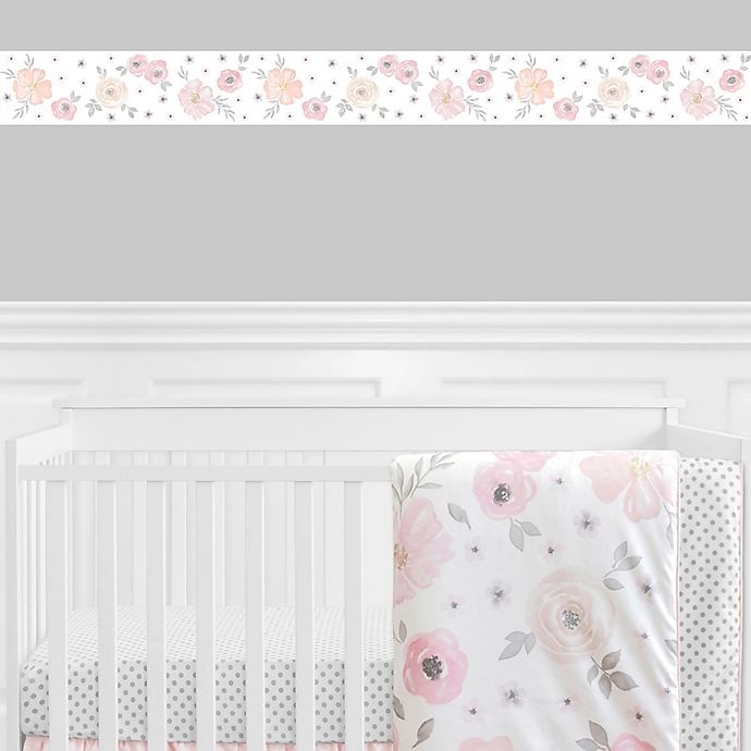 slide 2 of 2, Sweet Jojo Designs Watercolor Floral Wallpaper Border - Pink/Grey, 1 ct