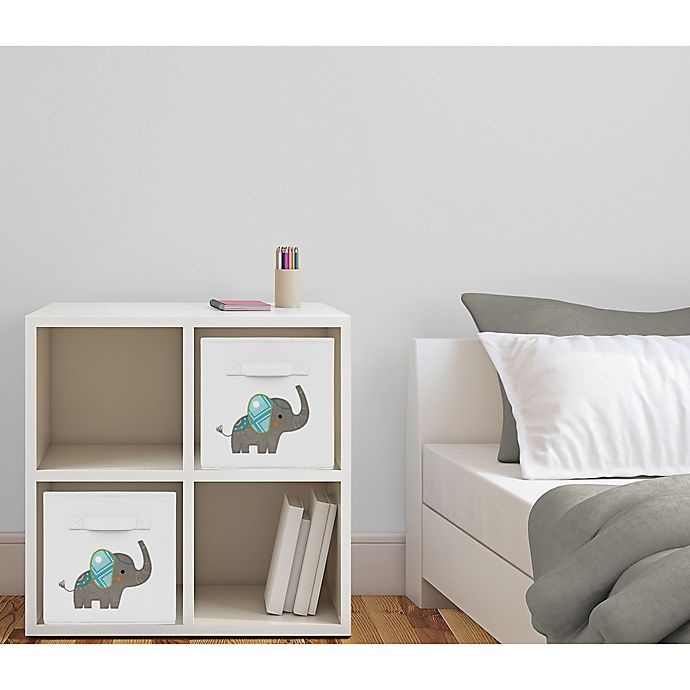 slide 2 of 2, Sweet Jojo Designs Mod Elephant Fabric Storage Bins - Grey/Turquoise, 2 ct