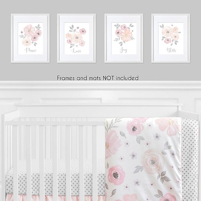 slide 2 of 2, Sweet Jojo Designs Watercolor Floral Wall Art Set - Pink/Grey, 4 ct