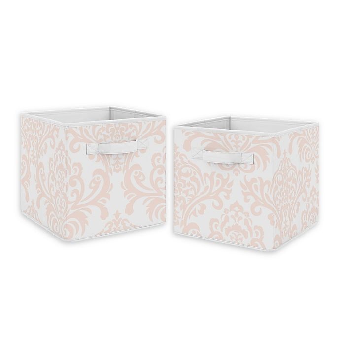 slide 1 of 2, Sweet Jojo Designs Amelia Fabric Storage Bins - Blush/White, 2 ct