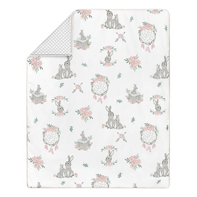 slide 2 of 5, Sweet Jojo Designs Floral Crib Bedding Set - Pink/Grey, 4 ct