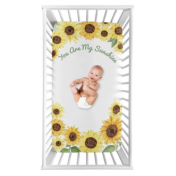 slide 2 of 2, Sweet Jojo Designs Watercolor Sunflower Microfiber Crib Sheet - Yellow/Green, 1 ct