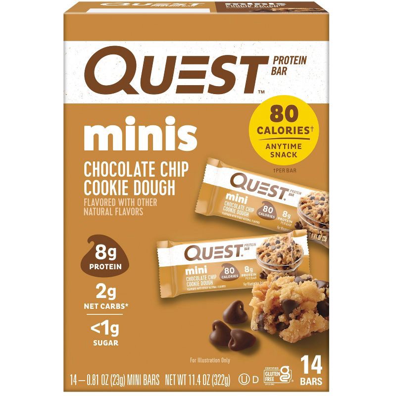 slide 1 of 6, Quest Nutrition Mini Bars - Choco Chip Cookie Dough - 14ct, 14 ct