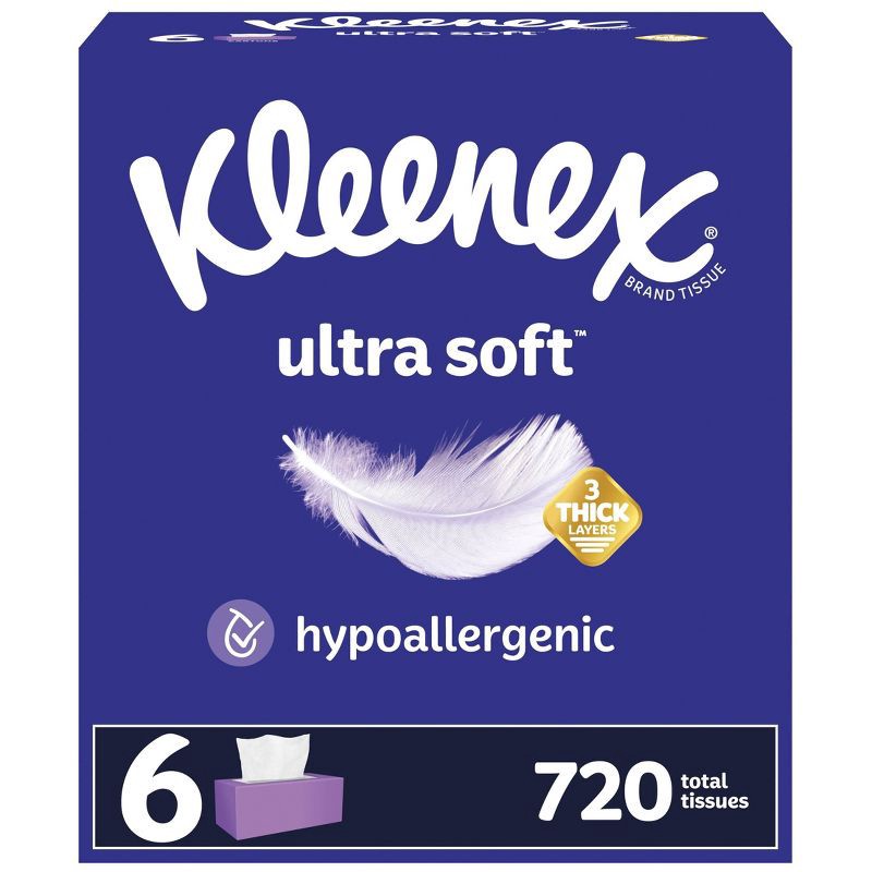 slide 1 of 14, Kleenex Ultra Soft 3-Ply Facial Tissue - 6pk/720ct, 6 ct, 720 ct