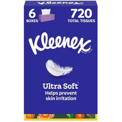 Kleenex Ultra Soft 3-Ply Facial Tissue - 6pk/720ct: Rectangle Shape