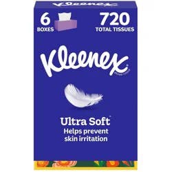 Kleenex Ultra Soft 3-Ply Facial Tissue - 6pk/720ct: Rectangle Shape