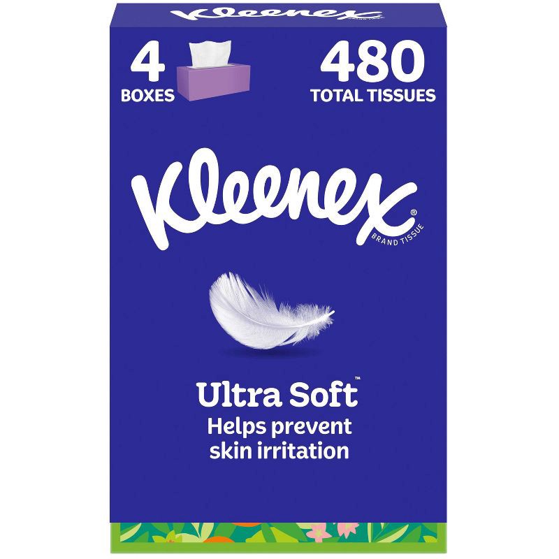 slide 1 of 9, Kleenex Ultra Soft 3-Ply Facial Tissue - 4pk/480ct, 4 ct; 480 ct