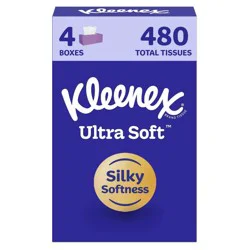 Kleenex Ultra Soft 3-Ply Facial Tissue - 4pk/480ct: Rectangle Shape