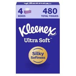 Kleenex Ultra Soft 3-Ply Facial Tissue - 4pk/480ct: Rectangle Shape
