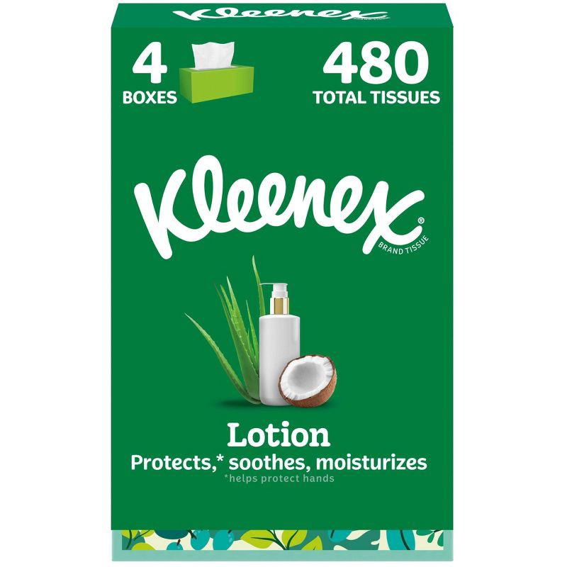slide 1 of 8, Kleenex Lotion 3-Ply Facial Tissue - 4pk/480ct, 4 ct, 480 ct