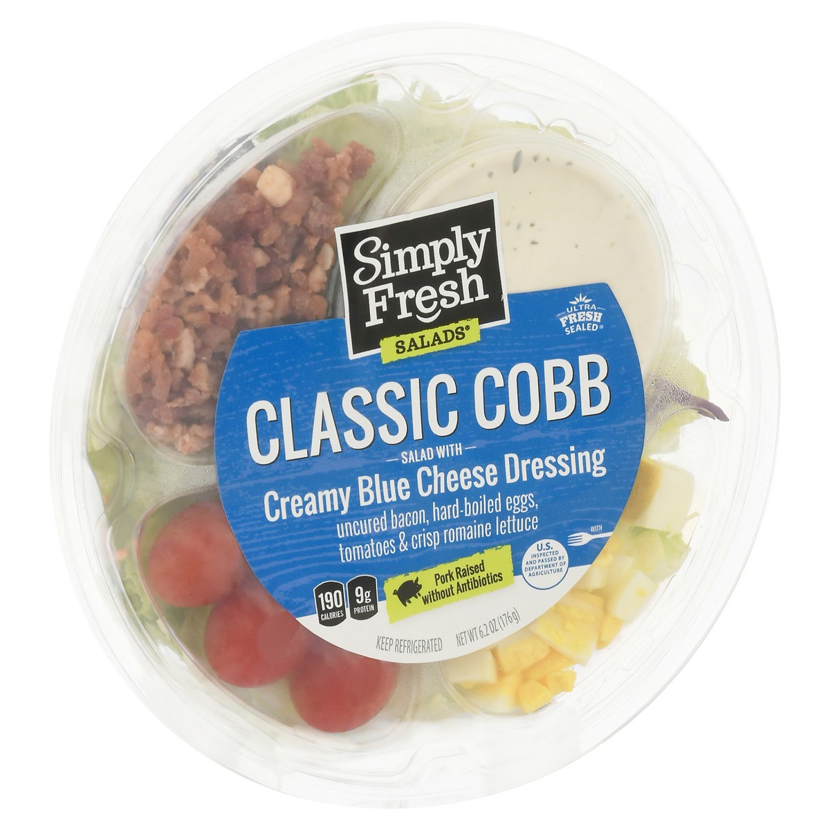 slide 9 of 9, Simply Fresh Salads Salad with Creamy Blue Cheese Dressing Classic Cobb 6.2 oz, 6.2 oz