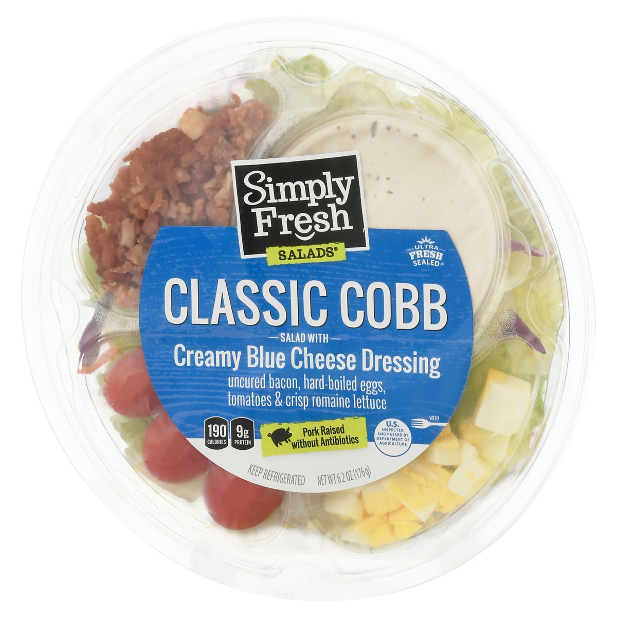 slide 7 of 9, Simply Fresh Salads Salad with Creamy Blue Cheese Dressing Classic Cobb 6.2 oz, 6.2 oz
