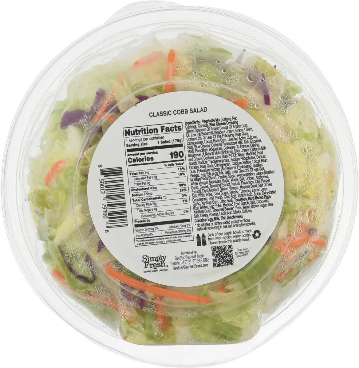 slide 6 of 9, Simply Fresh Salads Salad with Creamy Blue Cheese Dressing Classic Cobb 6.2 oz, 6.2 oz