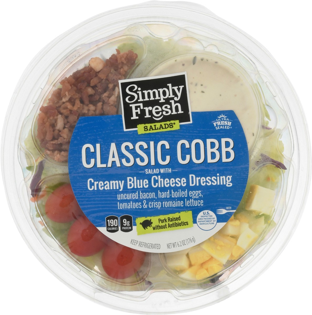 slide 8 of 9, Simply Fresh Salads Salad with Creamy Blue Cheese Dressing Classic Cobb 6.2 oz, 6.2 oz