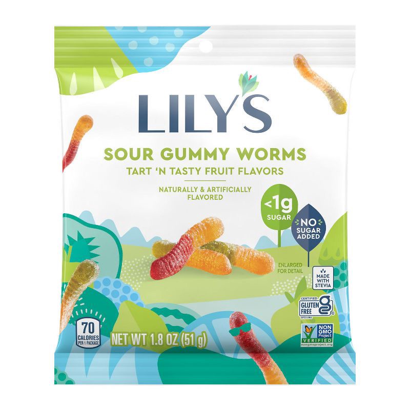 slide 1 of 1, Lily's Sweets Lily's Worms Sour Fruit Flavors - 1.8oz, 1.8 oz