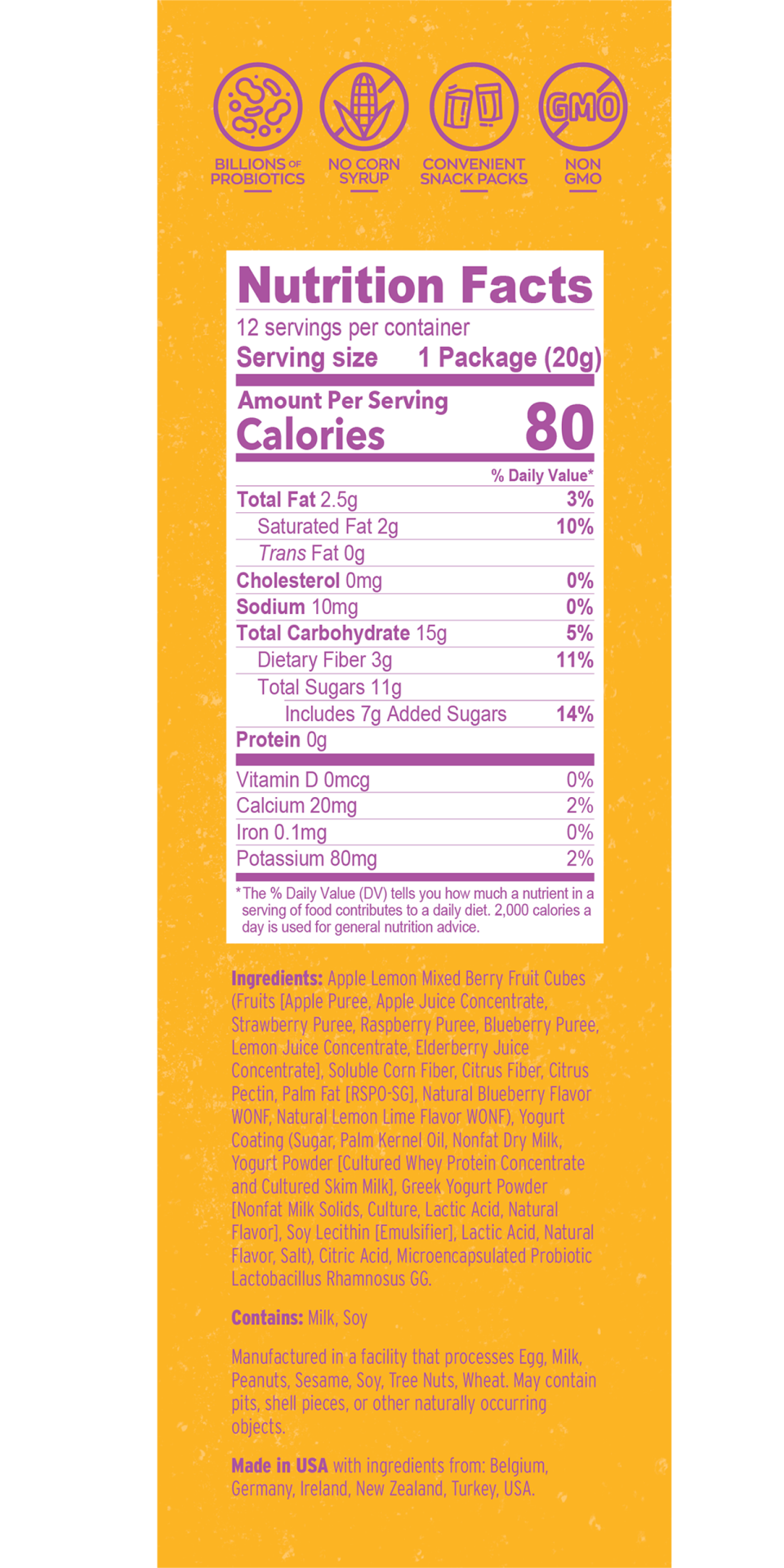 slide 2 of 2, Nature's Garden Gluten Free Probiotic Lemonberry Yoggies - 12 ct, 12 ct; 8.5 oz
