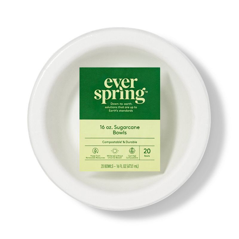 slide 1 of 3, Disposable Bowl - White - 16oz/20ct - Everspring™, 20 ct; 16 oz