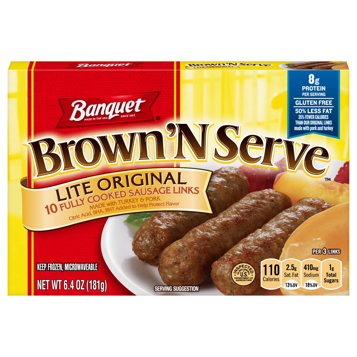 slide 1 of 5, Banquet Sausage Links, Lite Original, 10 Each, 10 ct