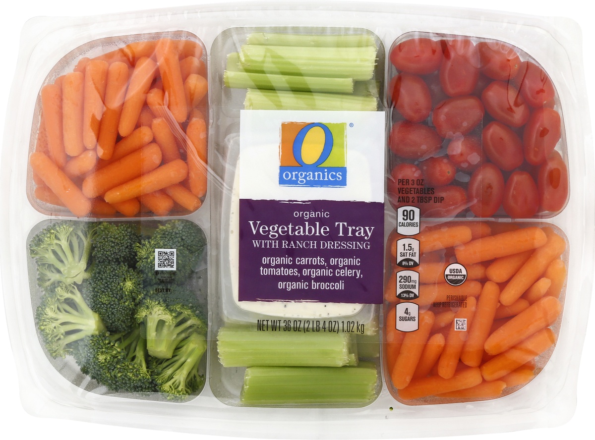 slide 3 of 7, O Organics O Orgnc Veggie Tray W/Dip, 36 oz